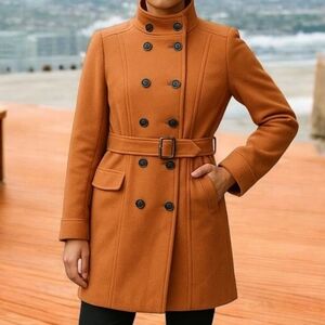 J Crew 100% salmon wool trench coat. Size 8